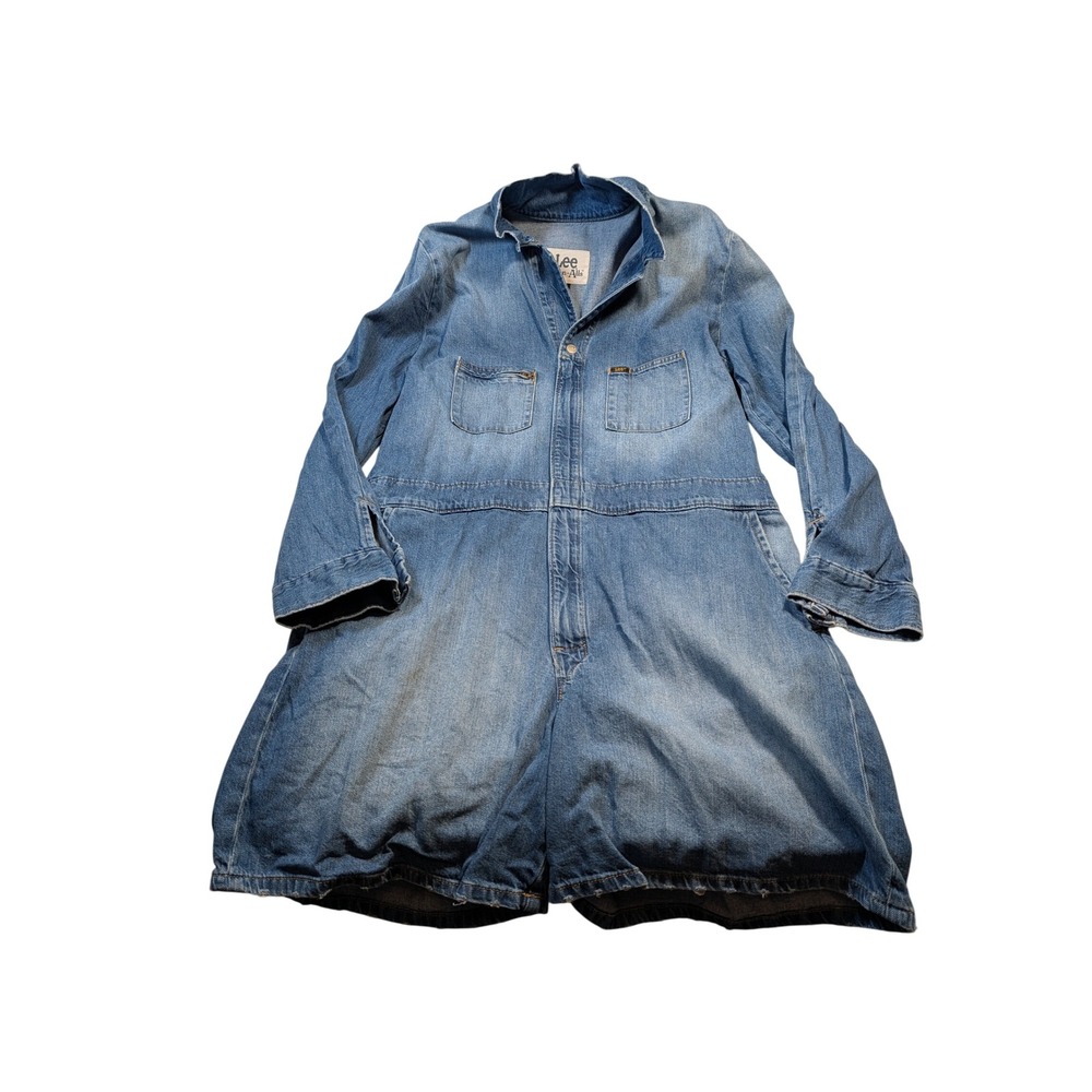 Lee Womens Union-Alls Denim Romper XL Blue Long Sleeve Short Jumpsuit